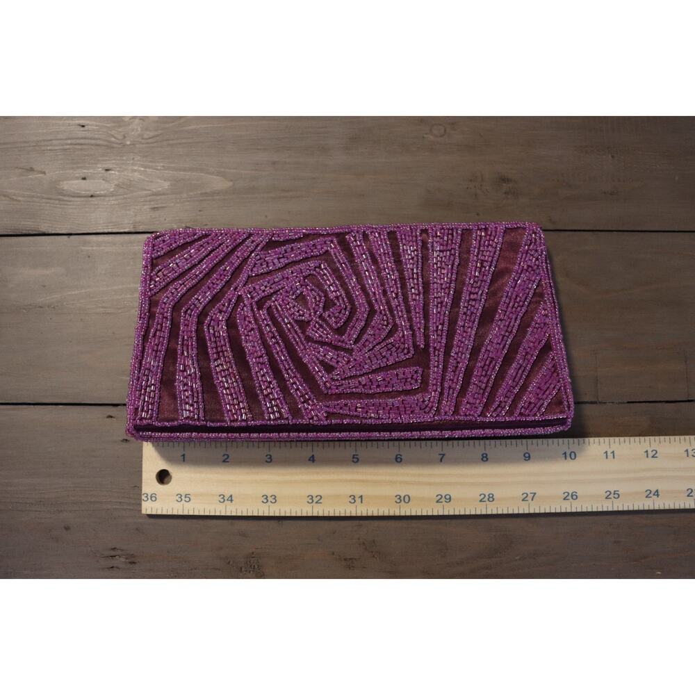 Bijoux Tenner Beaded Clutch Purple Evening Wear (31) - Picture 6 of 8